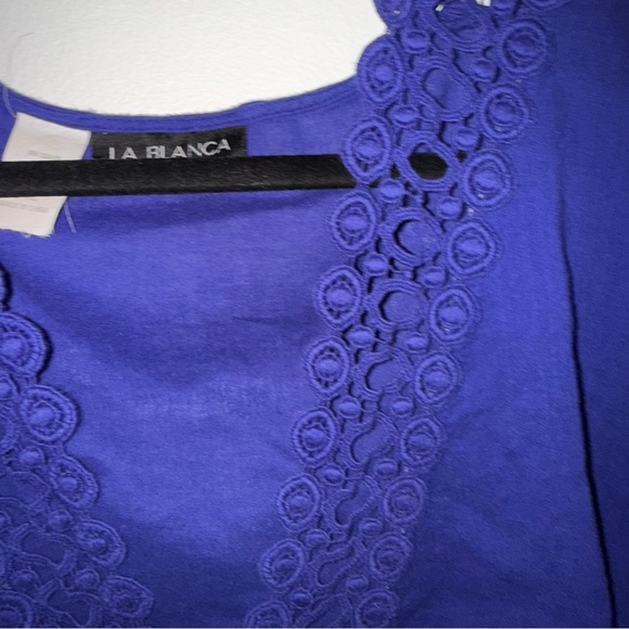 La Blanca Royal Blue Crochet Trim Coverup - Picture 2 of 4